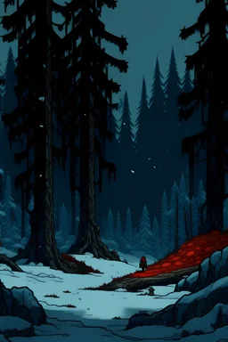 Заставка смерти от жажды для игры про выживание в зимнем лесу в стиле 2д