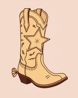 a pair of cowgirl boots with a large star on the side. Vector illustration