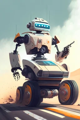 A robot driving a vehicle