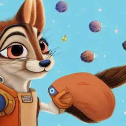 digital detailed portrait of squirrel in style of zootopia, fursona, furry, furaffinity, 4 k, deviantart, wearing astronaut outfit, in style of disney zootopia, floating in space, space background, in deep space, dark background, hyena fursona, cyberpunk, female, detailed face, style of artgerm, full body frontview portrait of single warrior with cyberpunk octopus armour, character design, designed in blender, 4 k hd, octane render, intricate and highly detailed, coloured with lots of colour, c