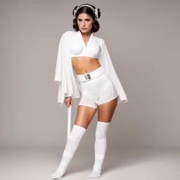 Princess Leia wearing a white bikini with white socks