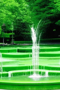 Green area and water fountain