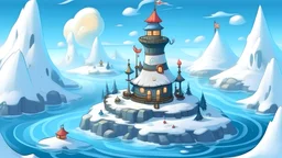 fantasy cartoon illustration: North Pole