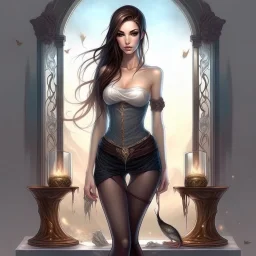 pretty girl, brunette, conventionally attractive, realism, skinny, hourglass, full length, sexy, fantasy