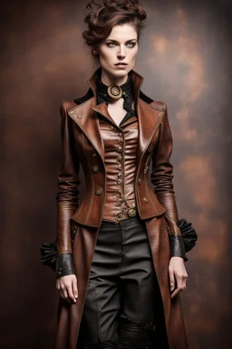 steampunk, women's leather clothing with pleats