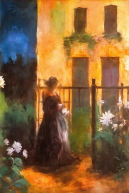 One woman, flowers, vegetations, gothic horror films influence, creepy, depressive, gloomy, witch influence, arnold bocklin, and henry fuseli paintings