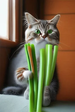 cat and celery sticks