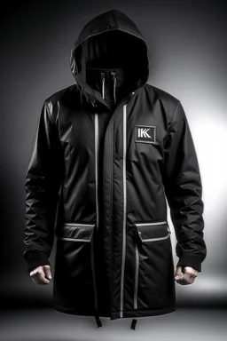 Men's coat black and contains the word jiks