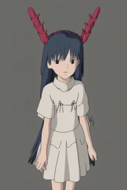 a young gothic demon girl with horns