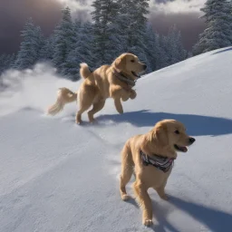 golden retriever skiing in the Carmel mountains