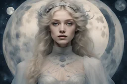 Victoria Crowe, Otherworldly, young beautiful HD face Princess of the Moon avant-garde organza StarWars fashion, Austrian Symbolism, arcane atmosphere-style raw dream dimension