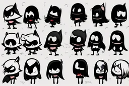 6 very simple and cute dark cartoon characters that I could draw