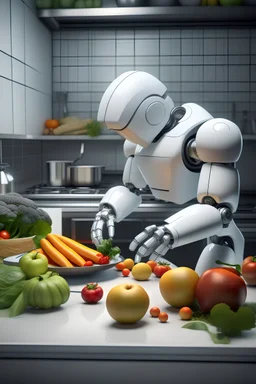 Robot chef chopping vegetables