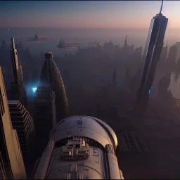  8k, finely detailed, photo realistic, coruscant