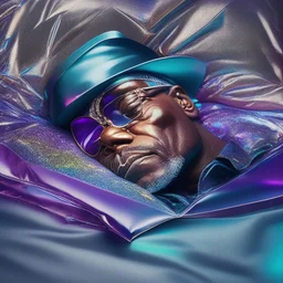 Samuel l jackson sleeping in holographic foil