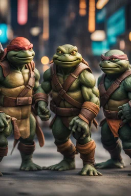 Teenage Mutant Ninja Turtles, professional portrait, hyper realistic, ultra detailed photograph, captured with a 85mm lens, f4. 6, bokeh, ultra detailed, ultra accurate detailed, bokeh lighting, surrealism, urban settin, ultra unreal engine, intricate, kitsch, -- ar 51:81