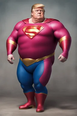 fat superman with donald trump's head