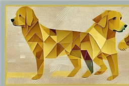 style of paul klee Golden retriever dog