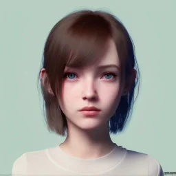 potrait girl look beautiful, eyes like ocean blue, short hair, smile, 8k, rtx, eyebrows like serious, facing left, real, cute, angry expression, tsundere, hyper realistis, details, color schema