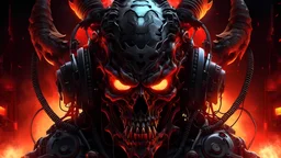 4k full realism full details logo demon cyberpunk firestarter hardrock emission radio