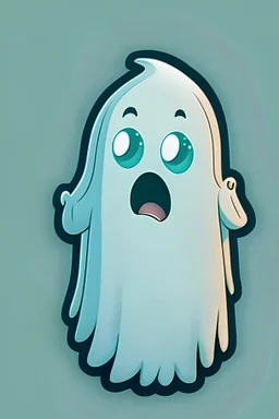 Un fantasma diciendo boo, sticker, caricatura, lindo