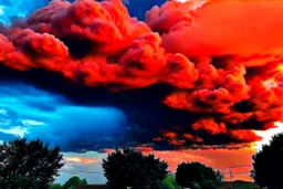 Clouds in the sky colored like blood