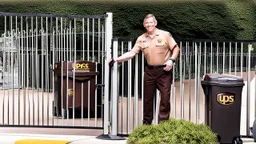 UPS guy wears crocs shoes at the gate