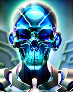 A glass headed skull with sapphire eys wearing a futuristic uniform, 8k resolution concept art portrait by Greg Rutkowski, Artgerm, WLOP, Alphonse Mucha Boris Vallejo dynamic lighting hyperdetailed intricately detailed Splash art trending on Artstation triadic colors Unreal Engine 5 volumetric lighting, by H.R. Giger