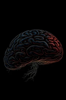 drawing of the brain with the amygdala lit up on a black background