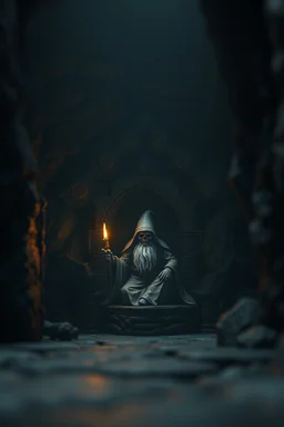 glowing tomb of dead wizard in dark cave ,bokeh like f/0.8, tilt-shift lens 8k, high detail, smooth render, down-light, unreal engine