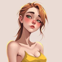 a pretty girl, skinny, relaxed, tired but functional, digital art, stylised