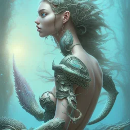 sango fantasy, fantasy magic, intricate, sharp focus, illustration, highly detailed, digital painting, concept art, matte, artgerm and paul lewin and kehinde wiley, masterpiece sexy lips African lady crab body mermaid turquoise space lady beach sea under water mermaid seaweed