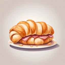 ham and cheese croissant , vector logo, white background,