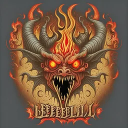 "Craft a compelling and infernal logo for 'Beelzebub,' channeling the essence of this demonic entity. Infuse the design with dark and sinister aesthetics, incorporating devilish symbolism, intricate details, and an overall malevolent atmosphere. Utilize a color palette that conveys the fiery depths of hell, and employ typography that exudes a sense of demonic authority. The logo should evoke fear and fascination, capturing the legendary and malefic nature of Beelzebub."