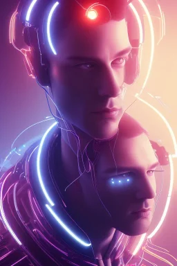 cyberpunk, head, men, portrai, tron