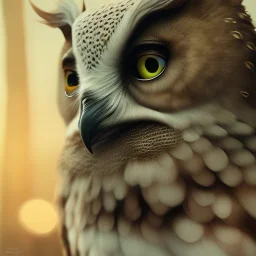 realistic, octane portrait, natural lighting,full body glint gold metal,insanely,elegant, bokeh, volumetric lighting, extreme detail, Photorealism, High detail, Hyper realistic Owl in forest, macro lens blur,cinematic, cinema4d, HDR, 8k, unreal engine 5