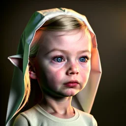 Galadriel toddler, full body, dramatic lighting, hyper realistic