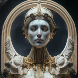 a greek marmor statue of athena, steam punk, scary, horror, realistic, made in octane, cinematic, movie, CGI, ultra-realistic, extremely detailed octane rendering, 8K, VRAY Super Real ar 2:3, dof photorealistic futuristic 50mm lens hard lighting dark gray tintype photograph, realistic lighting, sephia colors