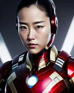 In a digital art gallery, a highly detailed and emotional portrait of a sad anime Kunoichi captures the attention of all who pass by. The image is a full body portrait of Marvel's Ironman character, keeping the head in frame and showcasing the character's intricate details and slight frame. The image is set against a black Japanese motif, adding to the mood and atmosphere of the piece. This digital painting is a concept art piece that is highly detailed and has a sharp focus, making it a true wo