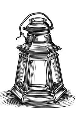 lantern drawing outline black and white