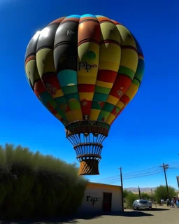 A photorealistic image of a hot air balloon at balloon fiesta in Albuquerque