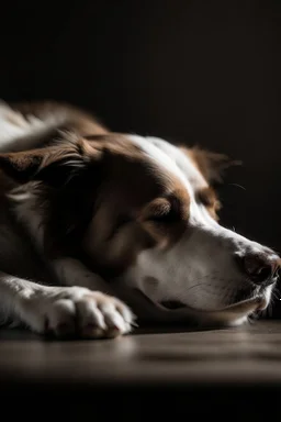 cane che dorme sdraiato visto di profilo