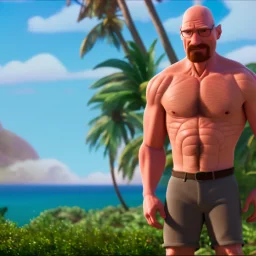 shirtless Walter White , 8k, tropical background.