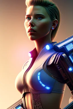 scarlett johanson in cyberpunk future city