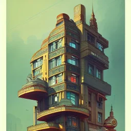 interwarmodernism architecture+artdeco german+detailed facades+Book illustration by Gediminas Pranckevičius, Jean Baptiste Monge, Brian Kesinger, Anton fadeev, strong lines, high contrast vibrant colors, highly detailed, 16k resolution, trending on behance""