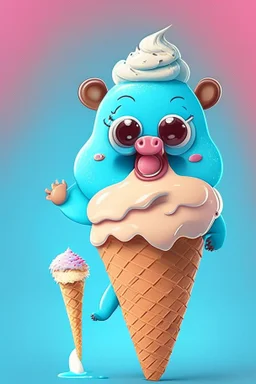 Cartoon animal character for an ice cream brand