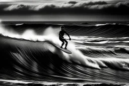 surfing simple black and white