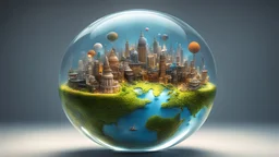 my world in a glass ball, 3D, hyper-detailed