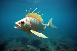 An ocean sunfish mermaid swimming in the ocean