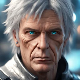 david icke as cyperpunk witchhunter with dark blue eyes and scars,bokeh like f/0.8, tilt-shift lens 8k, high detail, smooth render, down-light, unreal engine,bokeh like f/0.8, tilt-shift lens 8k, high detail, smooth render, down-light, unreal engine